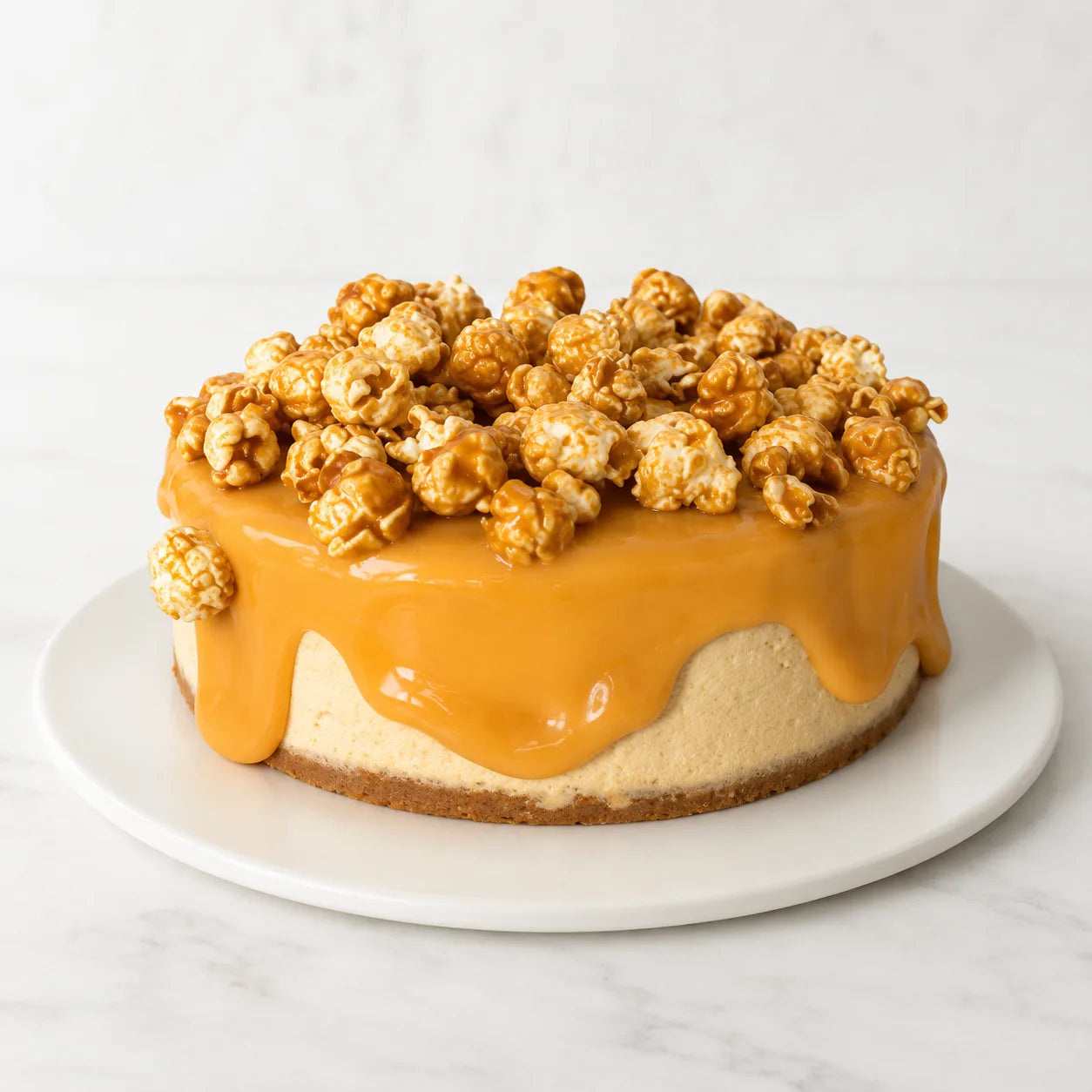 Salted Caramel Popcorn Cheesecake