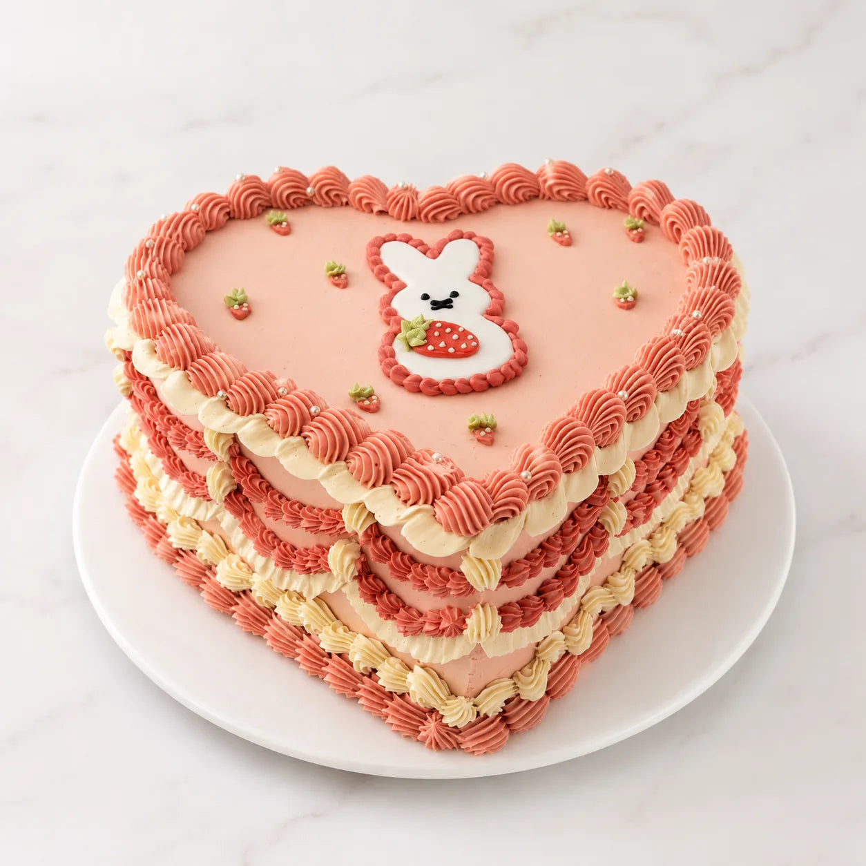 Pink Heart Bunny Vintage Cake