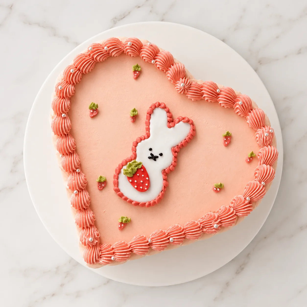 Pink Heart Bunny Vintage Cake